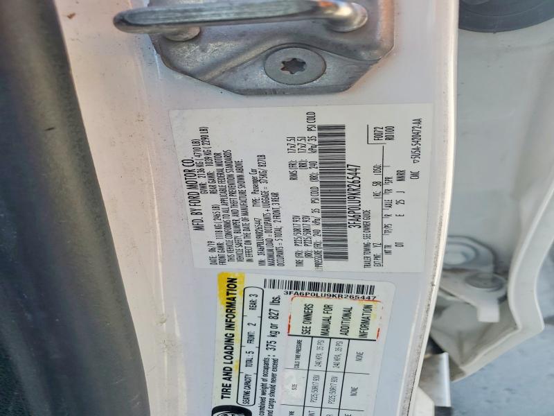 Продажа на аукционе авто 2019 Ford Fusion, vin: 3FA6P0LU9KR265447, номер лота: 58907286