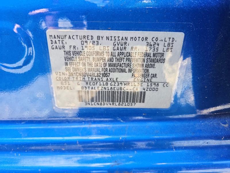 2024 Nissan Versa მანქანა იყიდება აუქციონზე, vin: 3N1CN8DV4RL821057, აუქციონის ნომერი: 57035086