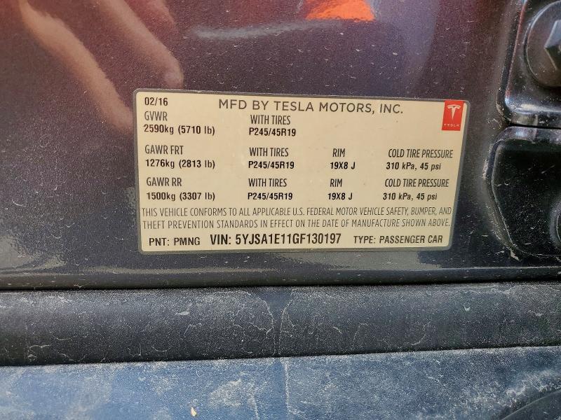 2016 Tesla Model S მანქანა იყიდება აუქციონზე, vin: 5YJSA1E11GF130197, აუქციონის ნომერი: 59062946