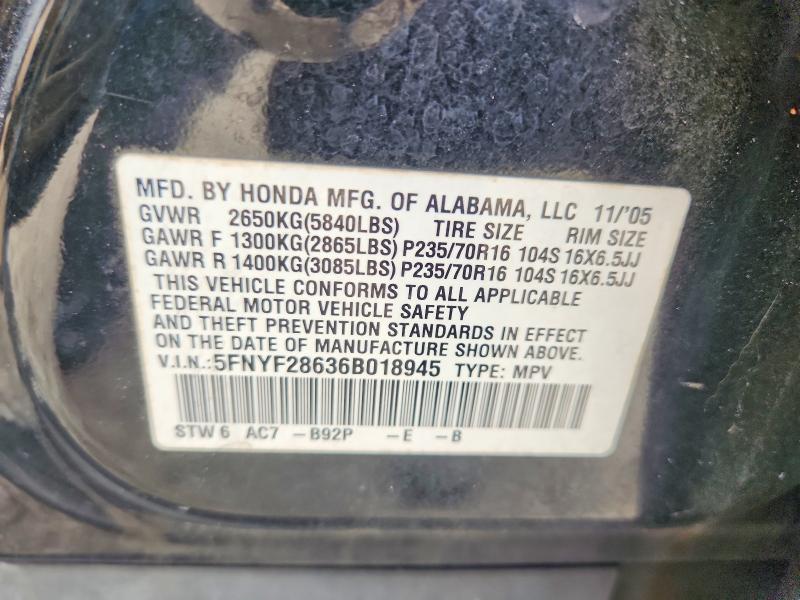 Продаж на аукціоні авто 2006 Honda Pilot, vin: 5FNYF28636B018945, номер лоту: 56310756