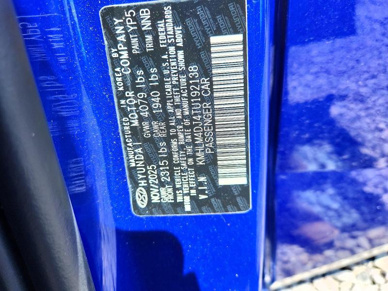 56695636 :رقم المزاد ، KMHLM4DJ4TU192138 vin ، 2026 Hyundai Elantra Hybrid مزاد بيع