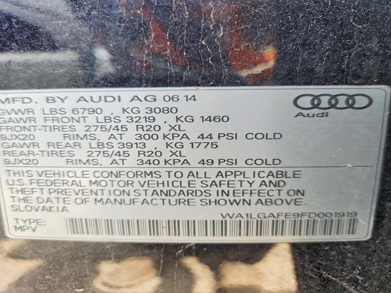 Aukcja sprzedaży 2015 Audi Q7, vin: WA1LGAFE9FD001919, numer aukcji: 57255516