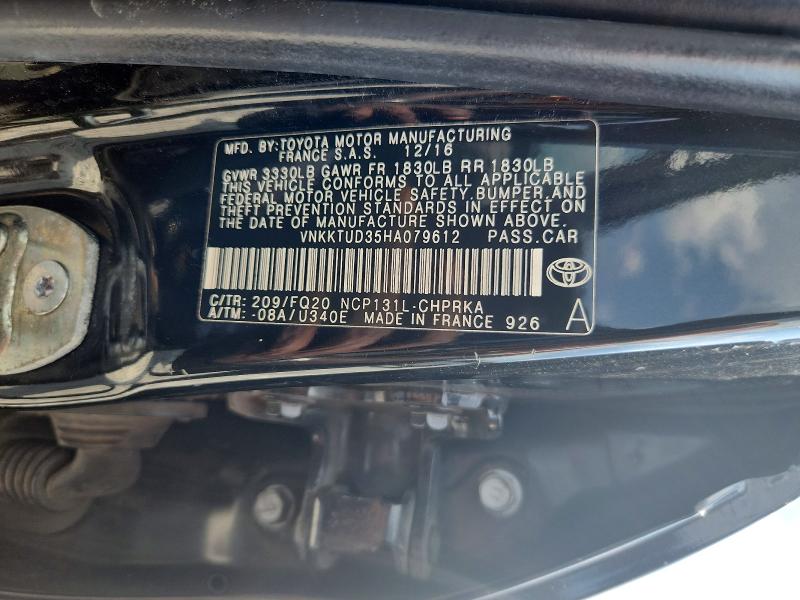 2017 Toyota Yaris მანქანა იყიდება აუქციონზე, vin: VNKKTUD35HA079612, აუქციონის ნომერი: 56937446