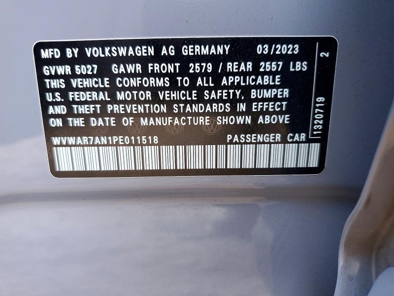 59062696 :رقم المزاد ، WVWAR7AN1PE011518 vin ، 2023 Volkswagen Arteon مزاد بيع