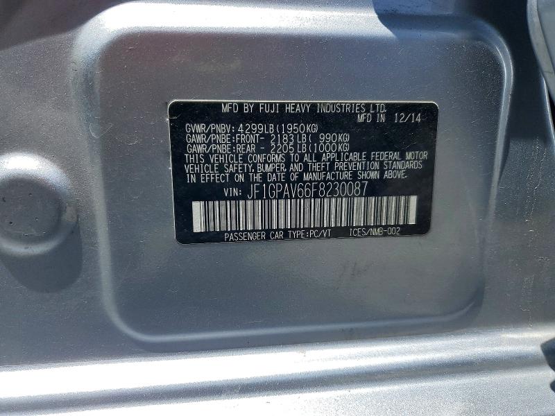 Продаж на аукціоні авто 2015 Subaru Impreza, vin: JF1GPAV66F8230087, номер лоту: 58940196