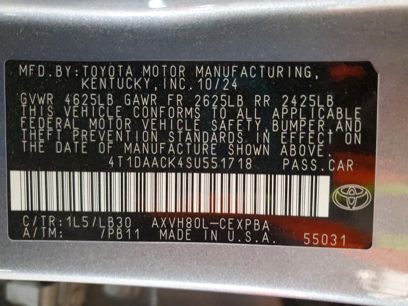 Aukcja sprzedaży 2025 Toyota Camry, vin: 4T1DAACK4SU551718, numer aukcji: 56699726