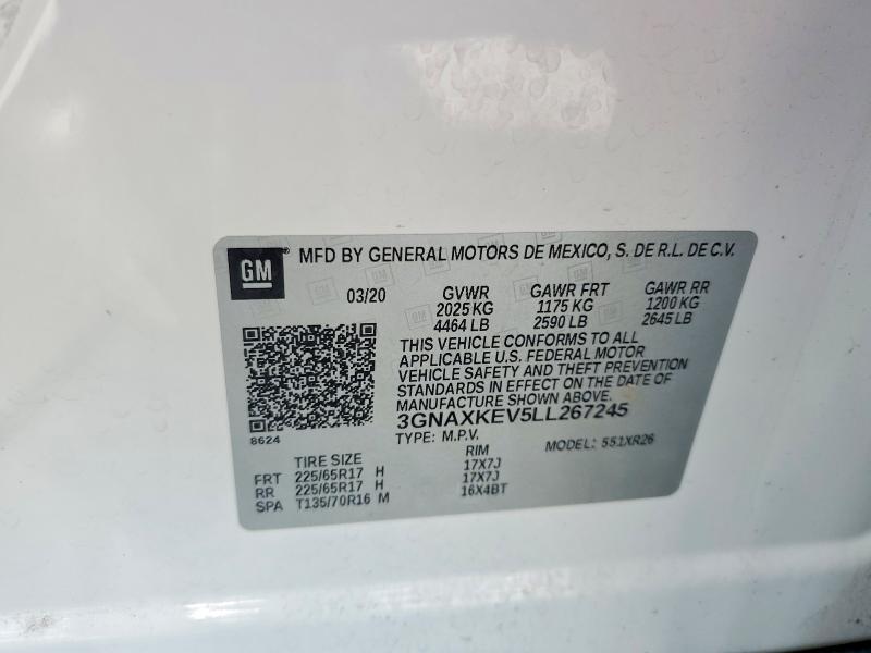 Продажа на аукционе авто 2020 Chevrolet Equinox, vin: 3GNAXKEV5LL267245, номер лота: 57023206