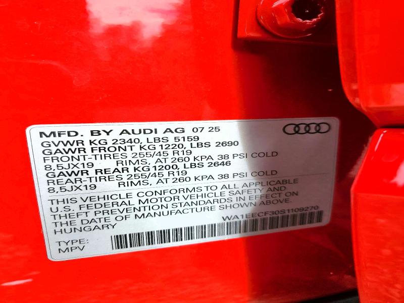 2025 Audi Q3 მანქანა იყიდება აუქციონზე, vin: WA1EECF30S1109270, აუქციონის ნომერი: 57702846