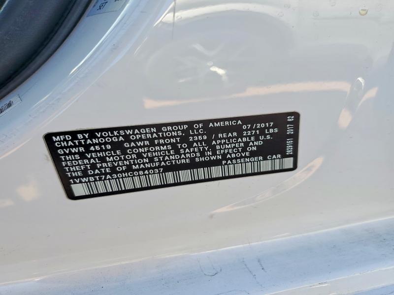 Aukcja sprzedaży 2017 Volkswagen Passat, vin: 1VWBT7A30HC084037, numer aukcji: 55808946