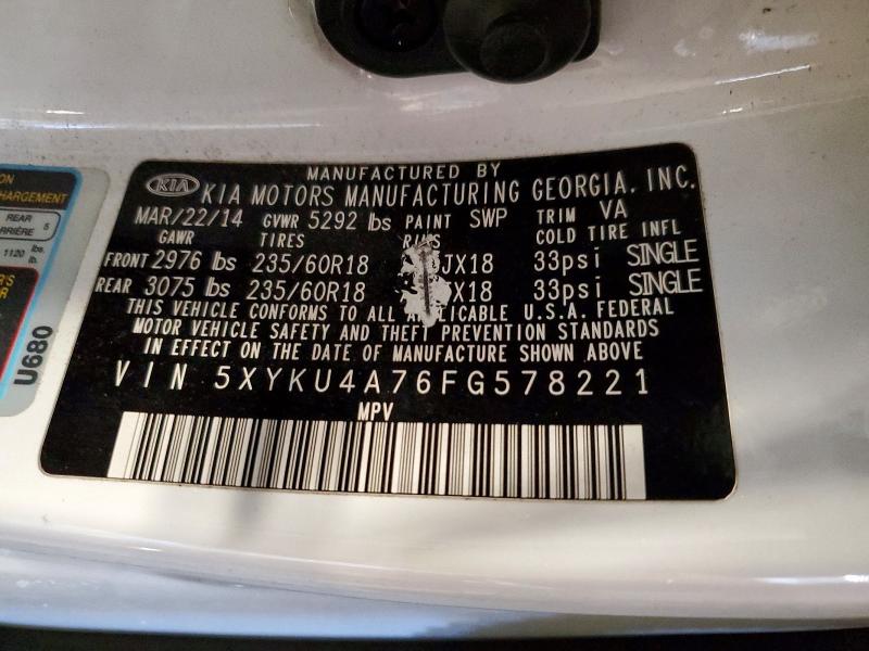 56508726 :رقم المزاد ، 5XYKU4A76FG578221 vin ، 2015 Kia Sorento مزاد بيع