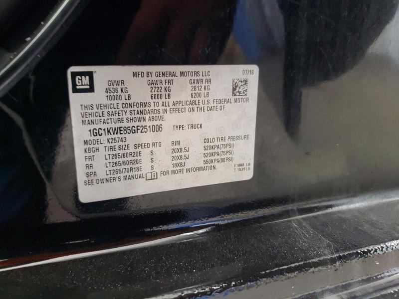 2016 Chevrolet Silverado მანქანა იყიდება აუქციონზე, vin: 1GC1KWE85GF251006, აუქციონის ნომერი: 56285236