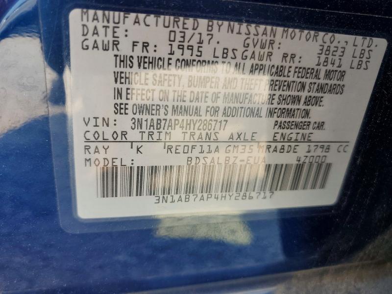 58693386 :رقم المزاد ، 3N1AB7AP4HY286717 vin ، 2017 Nissan Sentra مزاد بيع