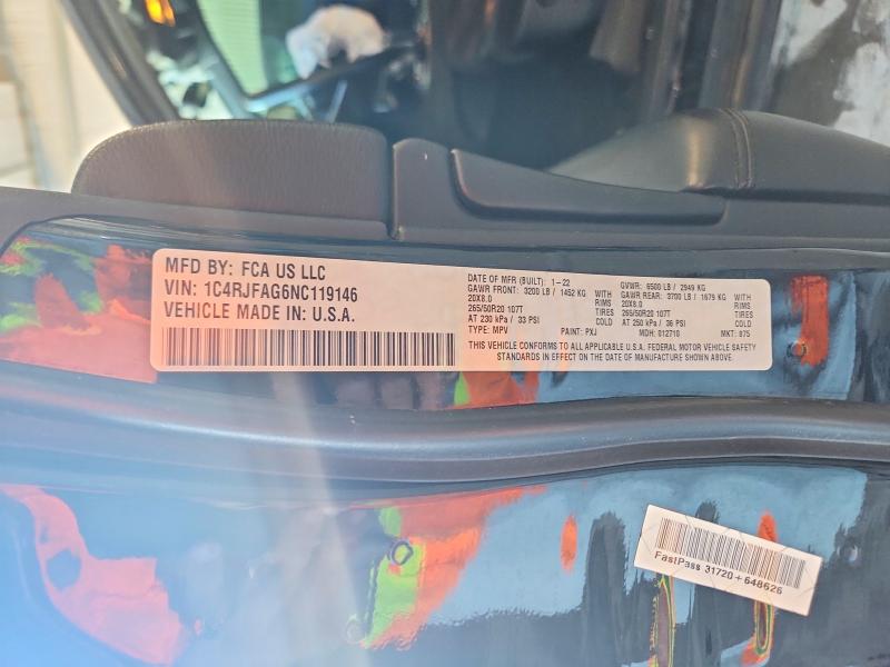 Aukcja sprzedaży 2022 Jeep Grand Cherokee, vin: 1C4RJFAG6NC119146, numer aukcji: 57596846