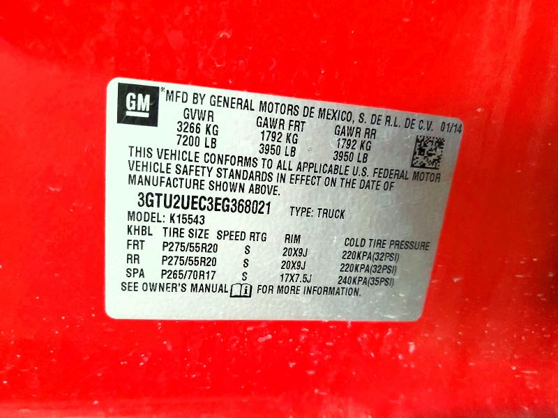 Aukcja sprzedaży 2014 Gmc Sierra, vin: 3GTU2UEC3EG368021, numer aukcji: 55408256