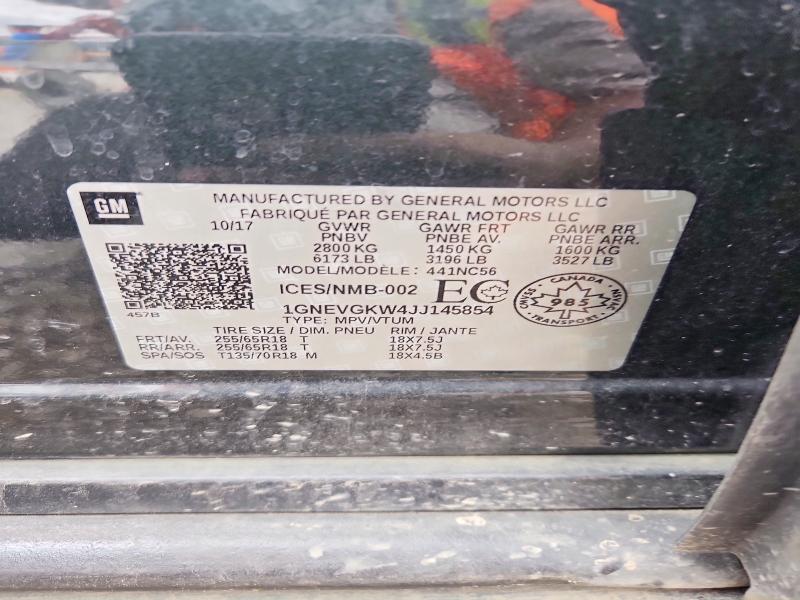 Aukcja sprzedaży 2018 Chevrolet Traverse, vin: 1GNEVGKW4JJ145854, numer aukcji: 58514826