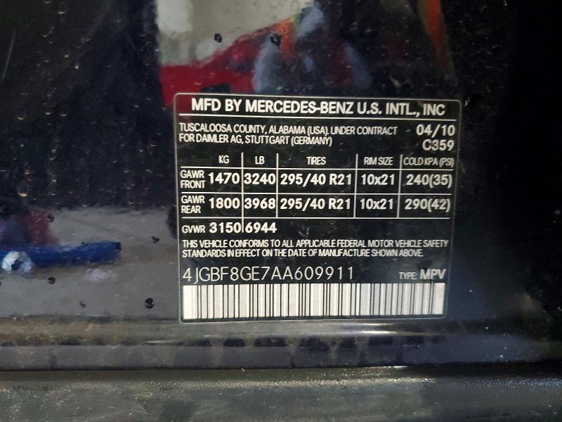 Aukcja sprzedaży 2010 Mercedes-benz Gl, vin: 4JGBF8GE7AA609911, numer aukcji: 55804586