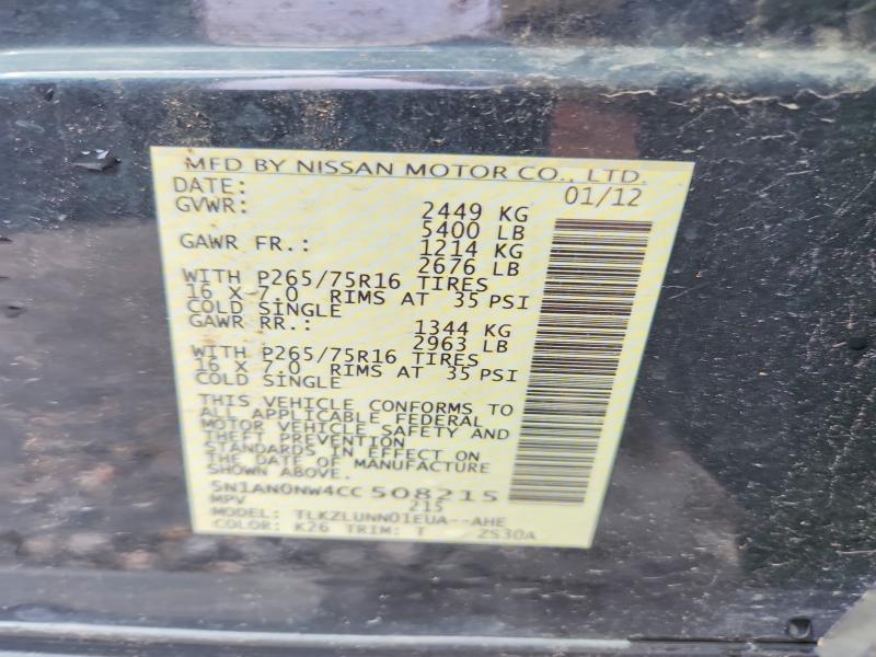 Aukcja sprzedaży 2012 Nissan Xterra, vin: 5N1AN0NW4CC508215, numer aukcji: 55826036