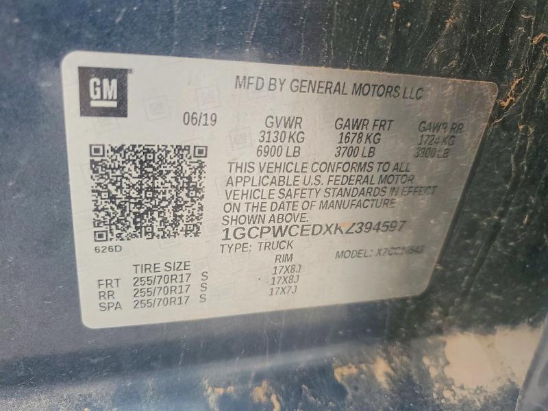 2019 Chevrolet Silverado მანქანა იყიდება აუქციონზე, vin: 1GCPWCEDXKZ394597, აუქციონის ნომერი: 58638546