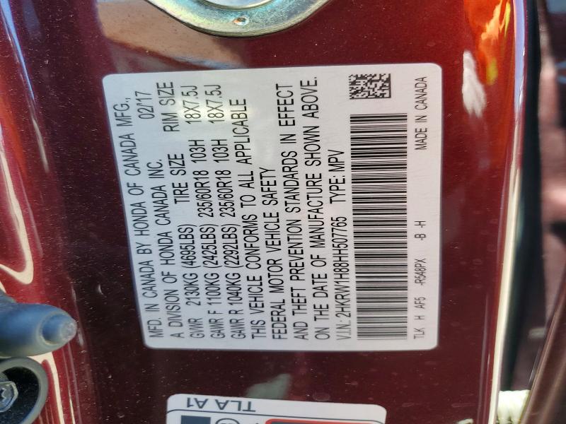 57222516 :رقم المزاد ، 2HKRW1H88HH507765 vin ، 2017 Honda Cr-v مزاد بيع