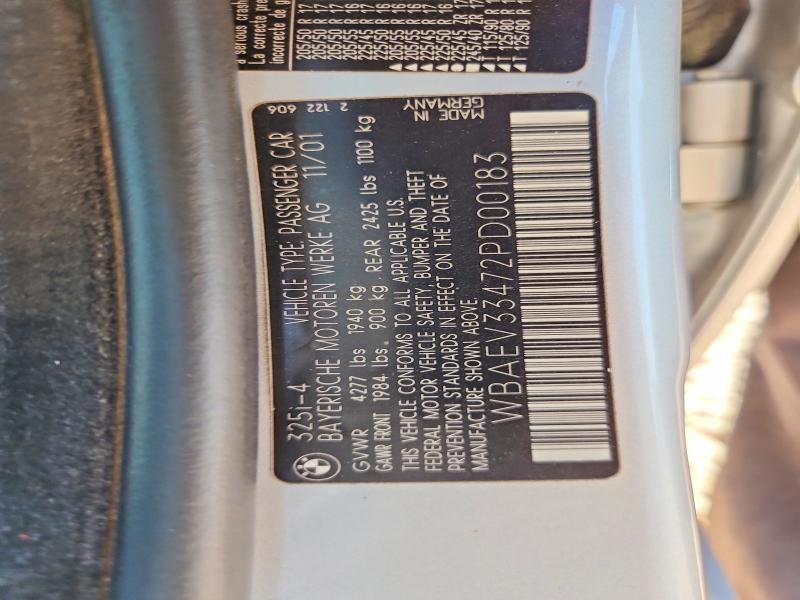 57026226 :رقم المزاد ، WBAEV33472PD00183 vin ، 2002 Bmw 325 مزاد بيع