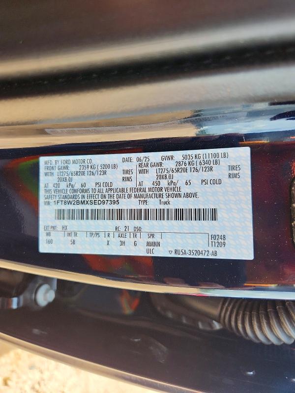 Продаж на аукціоні авто 2025 Ford F250, vin: 1FT8W2BMXSED97395, номер лоту: 58284466