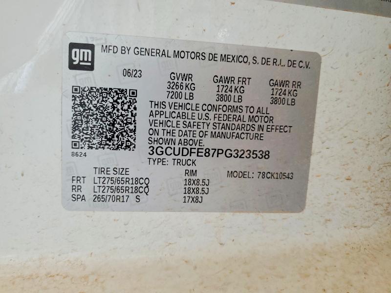 55080696 :رقم المزاد ، 3GCUDFE87PG323538 vin ، 2023 Chevrolet Silverado مزاد بيع
