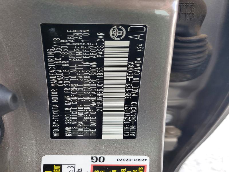 Aukcja sprzedaży 2018 Toyota Corolla, vin: 2T1BURHE6JC111855, numer aukcji: 53923216