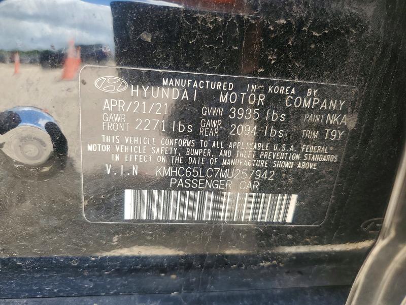 56825286 :رقم المزاد ، KMHC65LC7MU257942 vin ، 2021 Hyundai Ioniq مزاد بيع