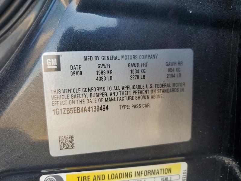 2010 Chevrolet Malibu მანქანა იყიდება აუქციონზე, vin: 1G1ZB5EB4A4139494, აუქციონის ნომერი: 58265006