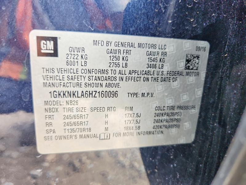 58267906 :رقم المزاد ، 1GKKNKLA6HZ160096 vin ، 2017 Gmc Acadia مزاد بيع