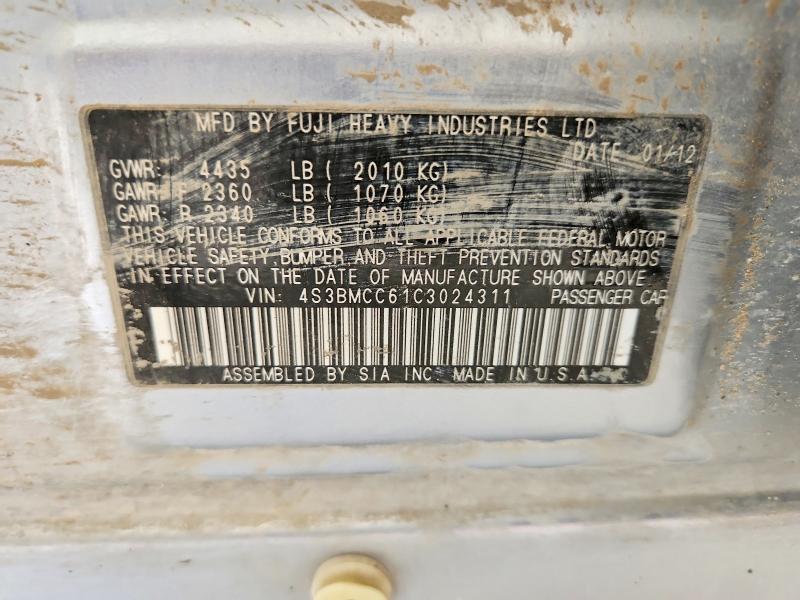 Aukcja sprzedaży 2012 Subaru Legacy, vin: 4S3BMCC61C3024311, numer aukcji: 57556466
