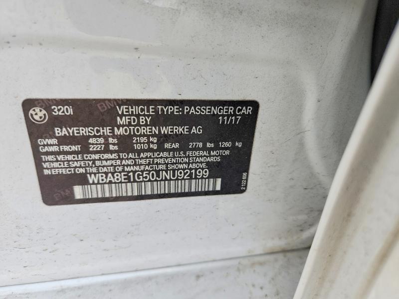 Продаж на аукціоні авто 2018 Bmw 320, vin: WBA8E1G50JNU92199, номер лоту: 58619126
