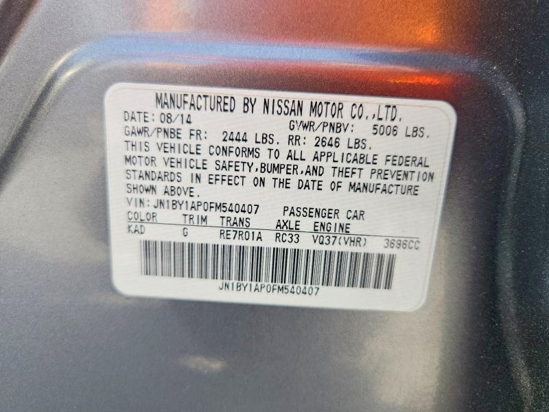 Aukcja sprzedaży 2015 Infiniti Q70, vin: JN1BY1AP0FM540407, numer aukcji: 58000186