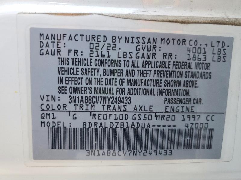 Продажа на аукционе авто 2022 Nissan Sentra, vin: 3N1AB8CV7NY249433, номер лота: 58572526