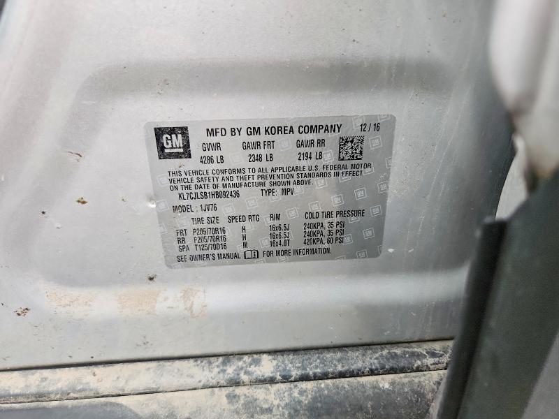 Продаж на аукціоні авто 2017 Chevrolet Trax, vin: KL7CJLSB1HB092436, номер лоту: 58615426