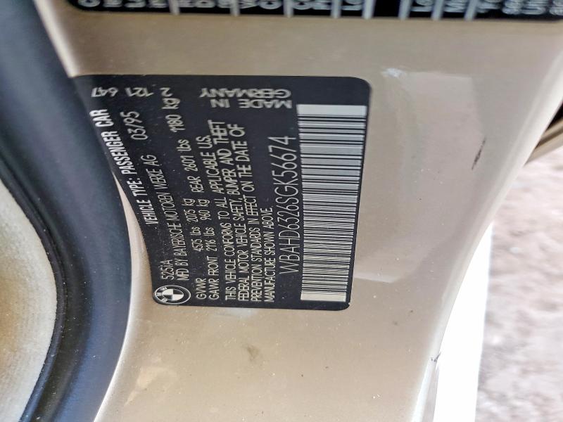 58298196 :رقم المزاد ، WBAHD6326SGK56674 vin ، 1995 Bmw 525 مزاد بيع