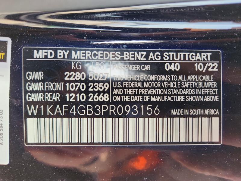 Продаж на аукціоні авто 2023 Mercedes-benz C, vin: W1KAF4GB3PR093156, номер лоту: 57783856