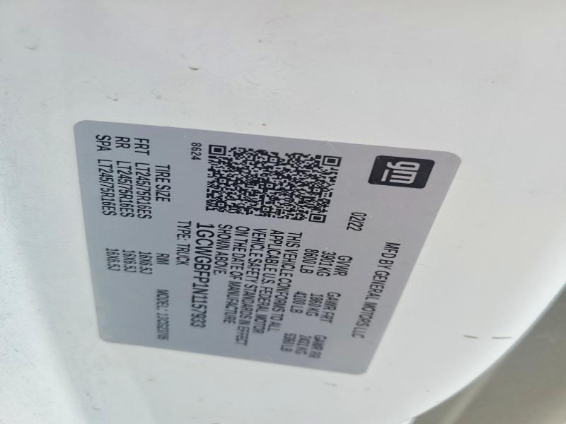 Продажа на аукционе авто 2022 Chevrolet Express G2500, vin: 1GCWGBFP1N1157933, номер лота: 58265526