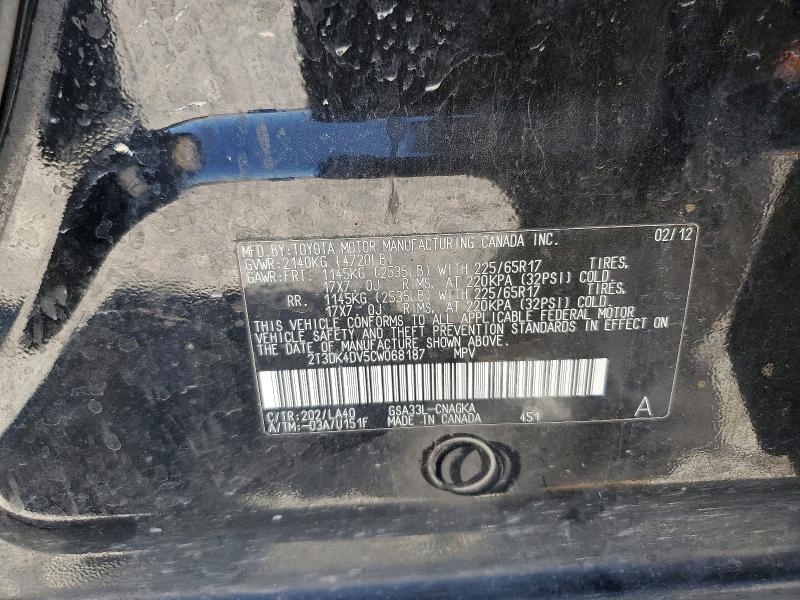 Aukcja sprzedaży 2012 Toyota Rav4, vin: 2T3DK4DV5CW068187, numer aukcji: 58253846