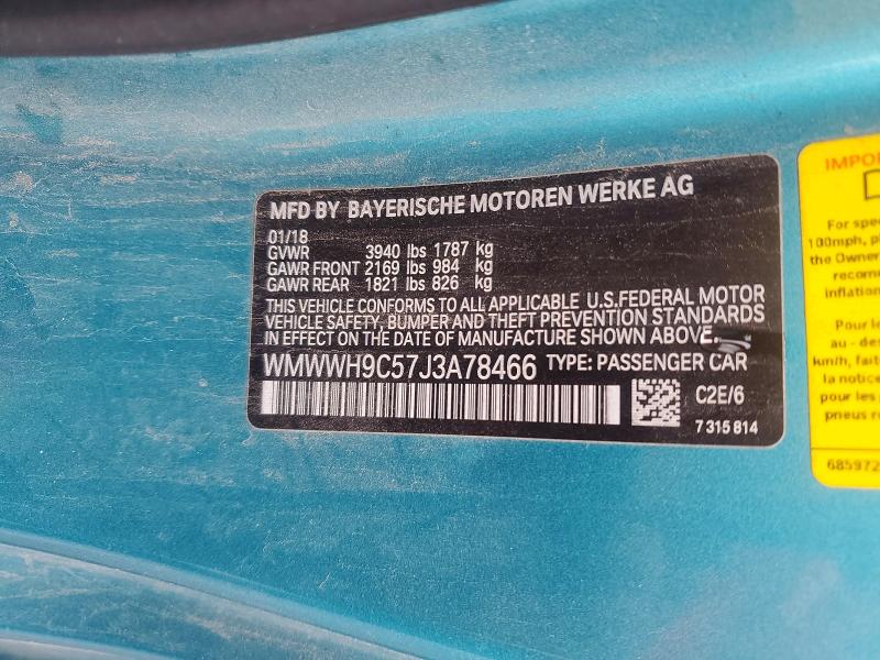 Aukcja sprzedaży 2018 Mini Cooper, vin: WMWWH9C57J3A78466, numer aukcji: 58104526