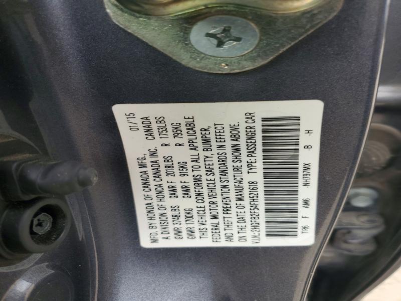 Продажа на аукционе авто 2015 Honda Civic, vin: 2HGFB2F54FH521618, номер лота: 58965836