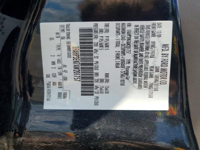 2010 Ford Focus მანქანა იყიდება აუქციონზე, vin: 1FAHP3EN7AW201757, აუქციონის ნომერი: 58646906