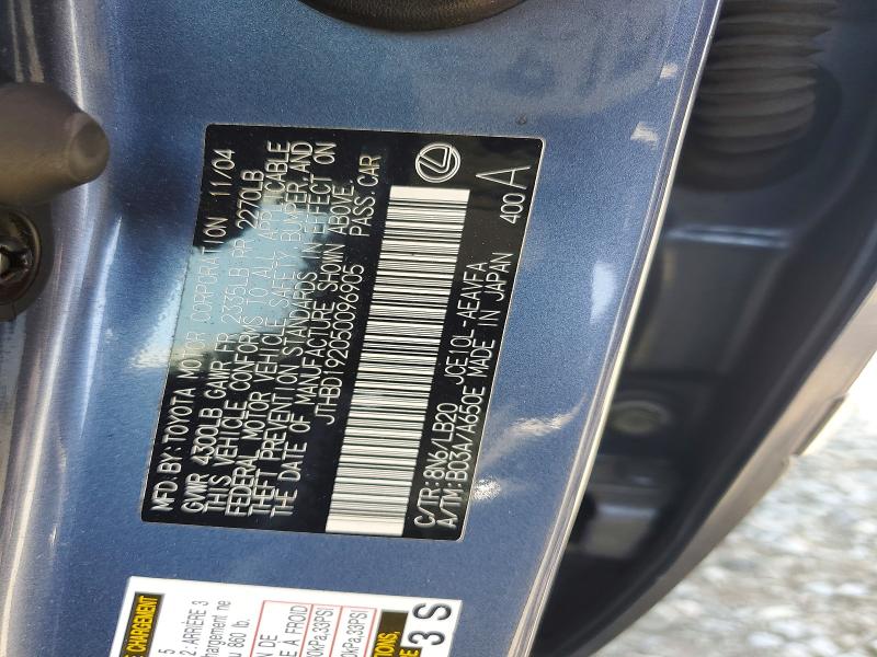 Продажа на аукционе авто 2005 Lexus Is, vin: JTHBD192050096905, номер лота: 54899306