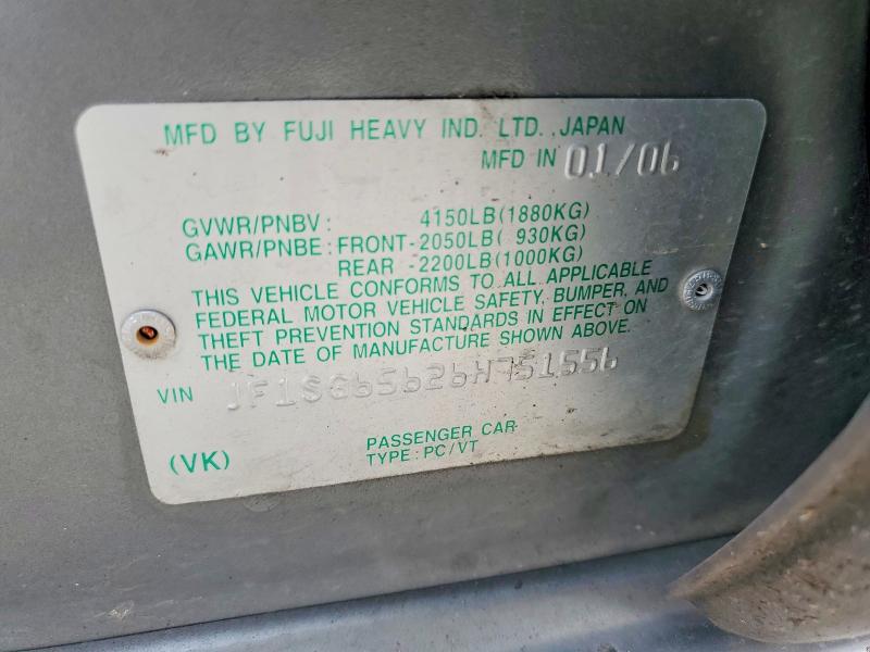 Aukcja sprzedaży 2006 Subaru Forester, vin: JF1SG65626H751556, numer aukcji: 57573776
