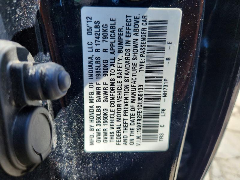 56043626 :رقم المزاد ، 19XFB2F51CE356133 vin ، 2012 Honda Civic مزاد بيع