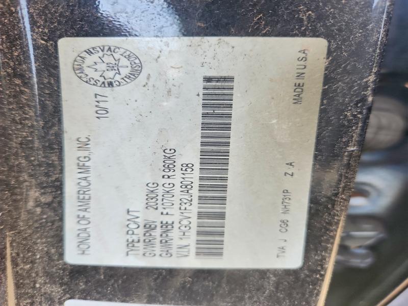55288796 :رقم المزاد ، 1HGCV1F32JA801158 vin ، 2018 Honda Accord مزاد بيع
