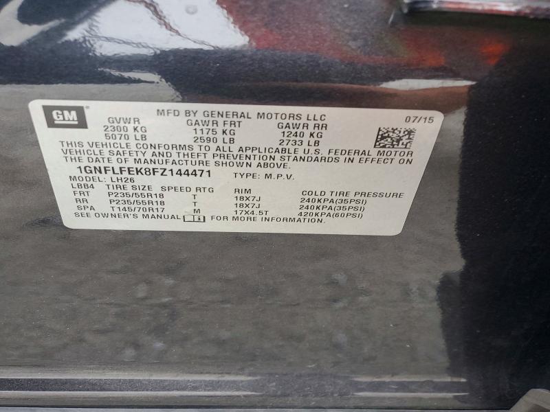 2015 Chevrolet Equinox მანქანა იყიდება აუქციონზე, vin: 1GNFLFEK8FZ144471, აუქციონის ნომერი: 56694126