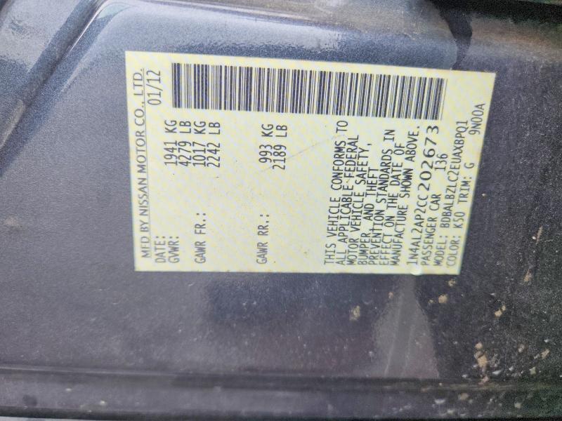 2012 Nissan Altima მანქანა იყიდება აუქციონზე, vin: 1N4AL2AP2CC202673, აუქციონის ნომერი: 58367496