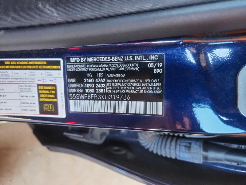 Aukcja sprzedaży 2019 Mercedes-benz C, vin: 55SWF8EB3KU319736, numer aukcji: 56357426