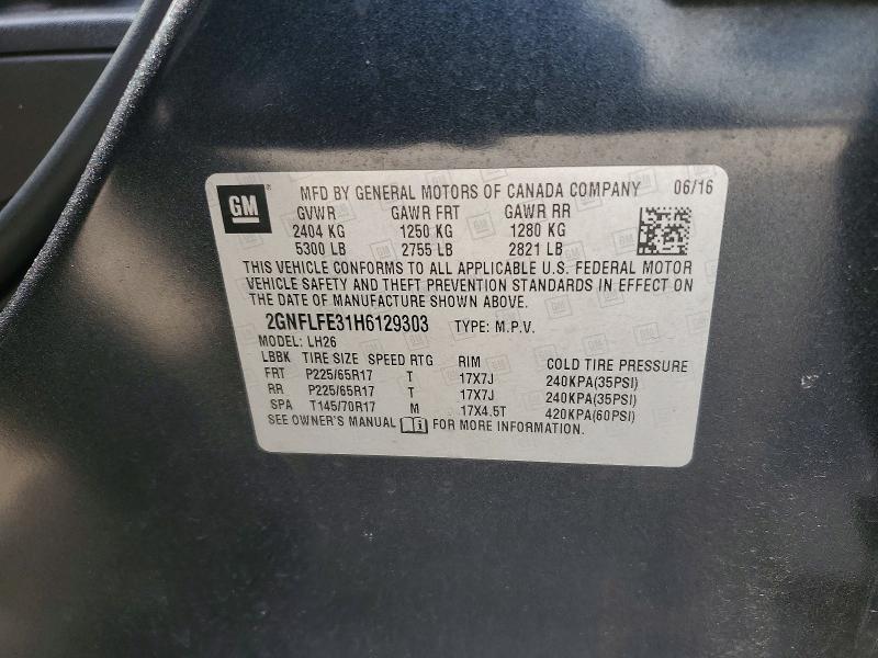 Aukcja sprzedaży 2017 Chevrolet Equinox, vin: 2GNFLFE31H6129303, numer aukcji: 58817496